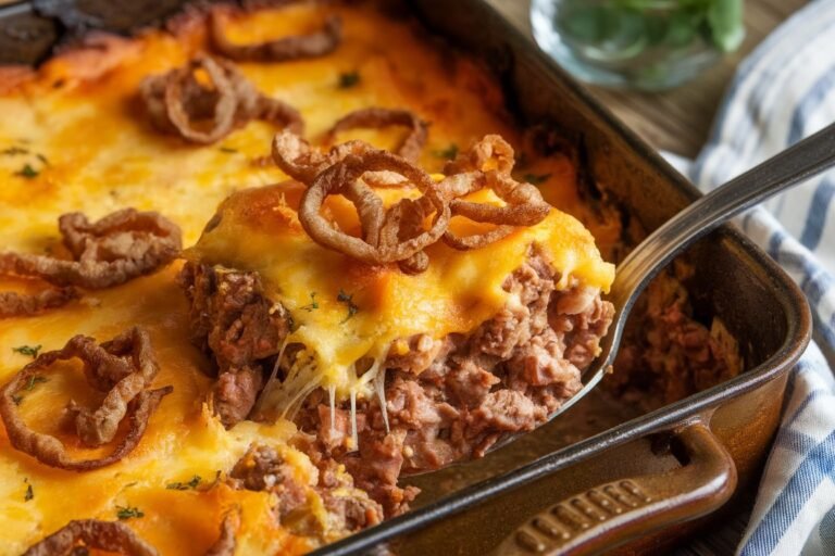 Cheesy French Onion Beef Casserole – Rich, Savory, and Comforting