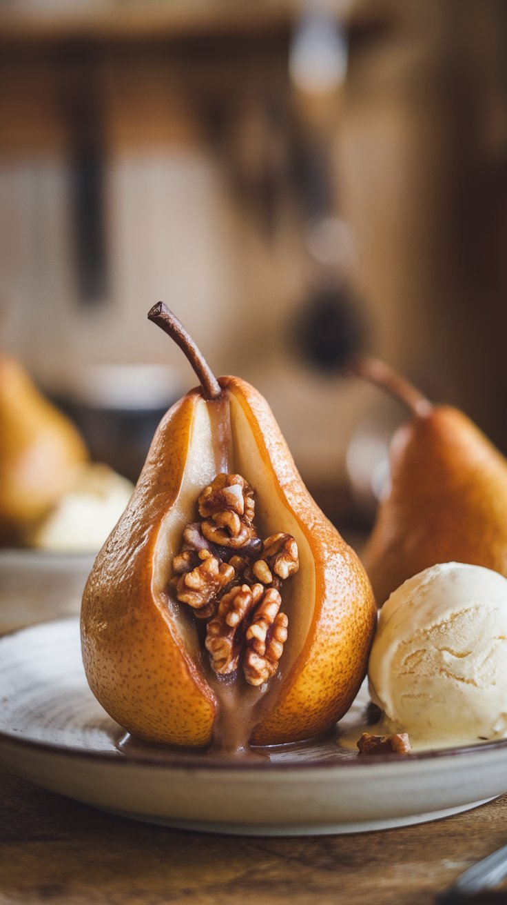 Baked Pears with Honey and Walnuts
