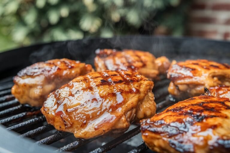 Sticky Honey Garlic Grilled Chicken Thighs