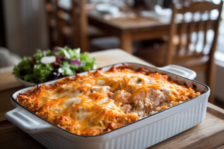 Creamy Chicken and Rice Casserole (No Soup Cans Needed)