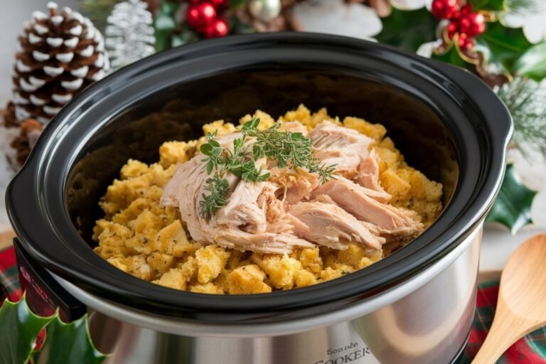 Slow Cooker Chicken and Cornbread Dressing