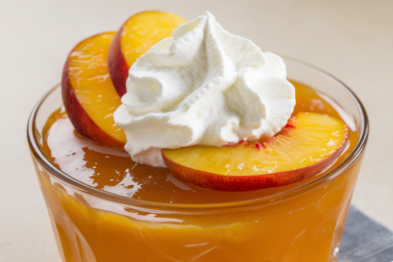 Peach Jelly with Sliced Peaches and Whipped Cream: The Dessert You Didn’t Know You Needed