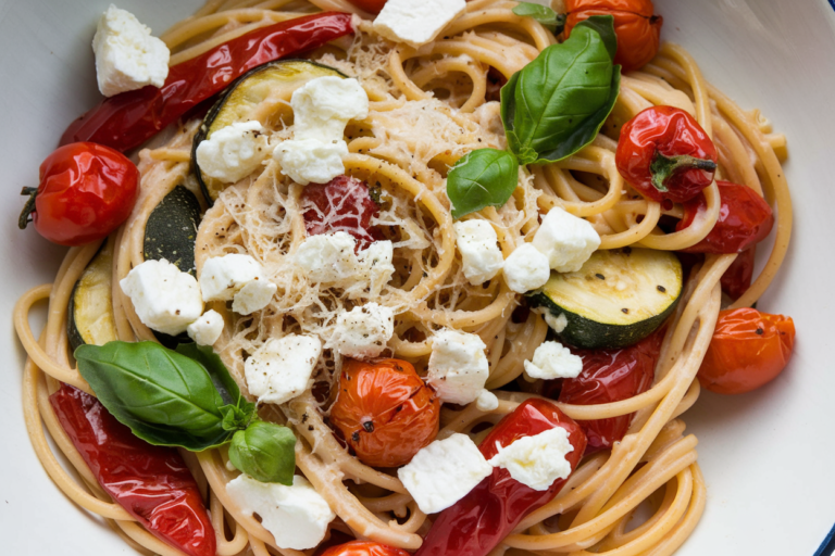 Roasted Vegetable & Goat Cheese Pasta: The Lazy Gourmet’s Dream
