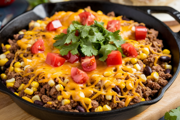 Beef Taco Skillet You Have To Try (With Cheddar!)