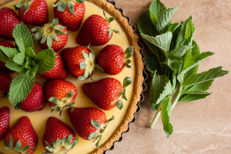 Strawberry-Lemon Tart with Fresh Mint