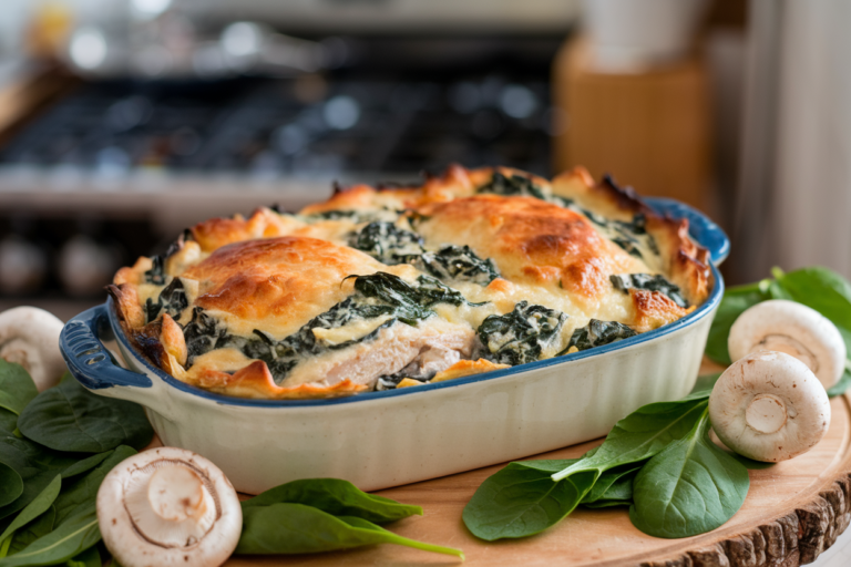 Why This Creamy Spinach & Mushroom Chicken Casserole Will Own Your Dinner Rotation