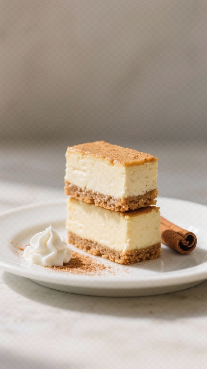 Final plated presentation: A single bar stacked over another at a slight angle on a small white dess