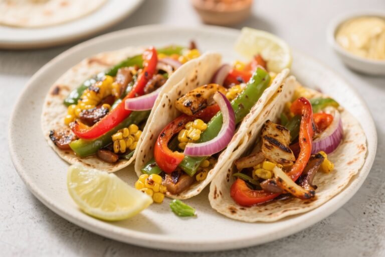Veggie Fajitas – Grilled Peppers, Onions & Corn Tortillas