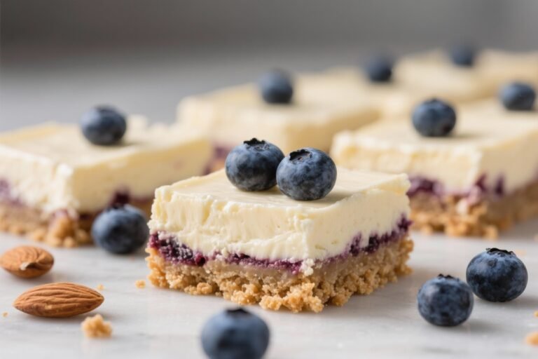 Blueberry Keto Cheesecake Bars (Almond Flour Crust) – Creamy, Bright, and Low-Carb