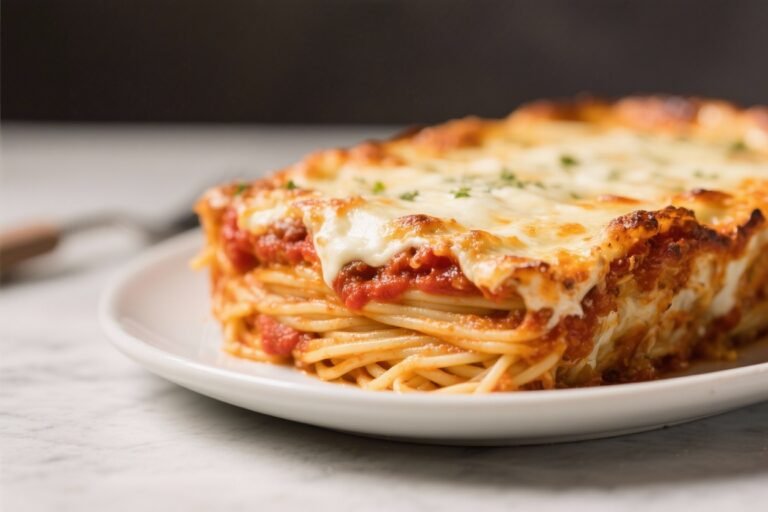 Oven-Baked Spaghetti with Creamy Cheese and Marinara Layers – Comforting, Simple, and Satisfying