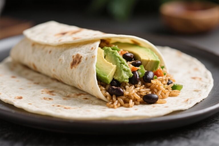 Vegetarian Burrito – Brown Rice, Black Beans & Avocado – A Filling, Flavor-Packed Favorite