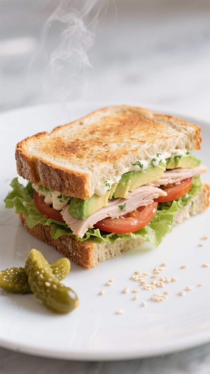 Final dish presentation: Restaurant-quality sandwich made with two slices of the keto bread, toasted