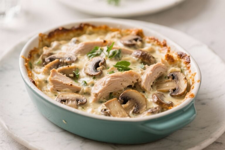 Keto Turkey Creamy Mushroom Casserole – Cozy, Low-Carb Comfort Food