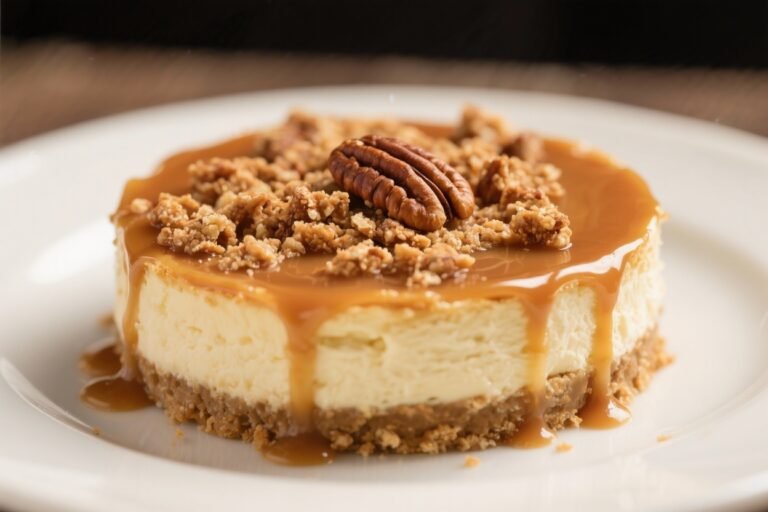 Caramel Pecan Crumble Cheesecake – Creamy, Crunchy, and Comforting