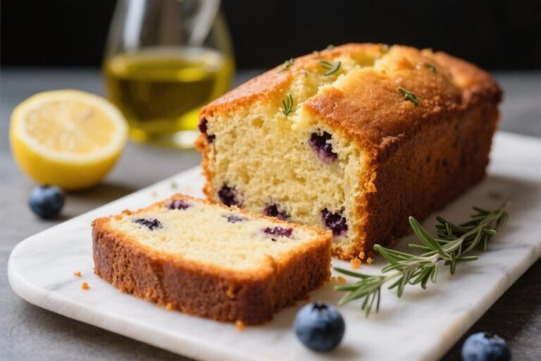 Lemon Blueberry Pound Cake with Olive Oil & Thyme – Bright, Moist, and Fragrant