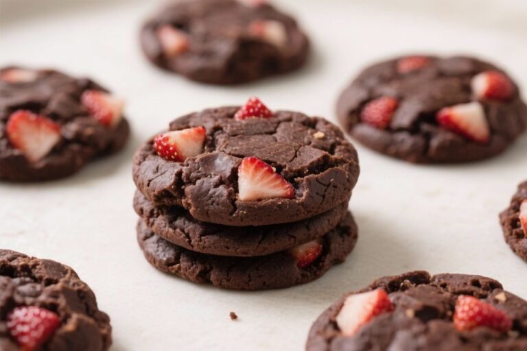 Dark Chocolate Strawberry Chunk Cookies – Soft, Jammy, and Extra Chocolatey