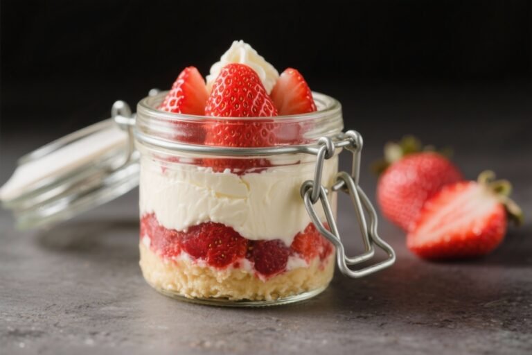 Strawberry No-Bake Cheesecake in a Jar – Simple, Fresh, and Perfect for Sharing