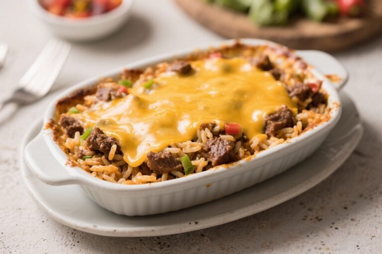 Tex-Mex Beef and Rice Bake With Melted Cheese – Cozy, Crowd-Pleasing Comfort