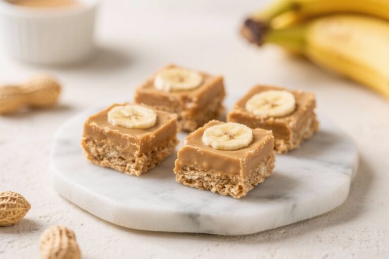 No-Bake Banana Peanut Butter Dessert Squares – Creamy, Crunchy, and Easy