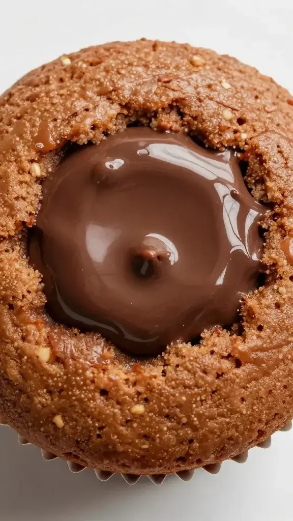 top view closeup of Nutella mug cake with gooey center