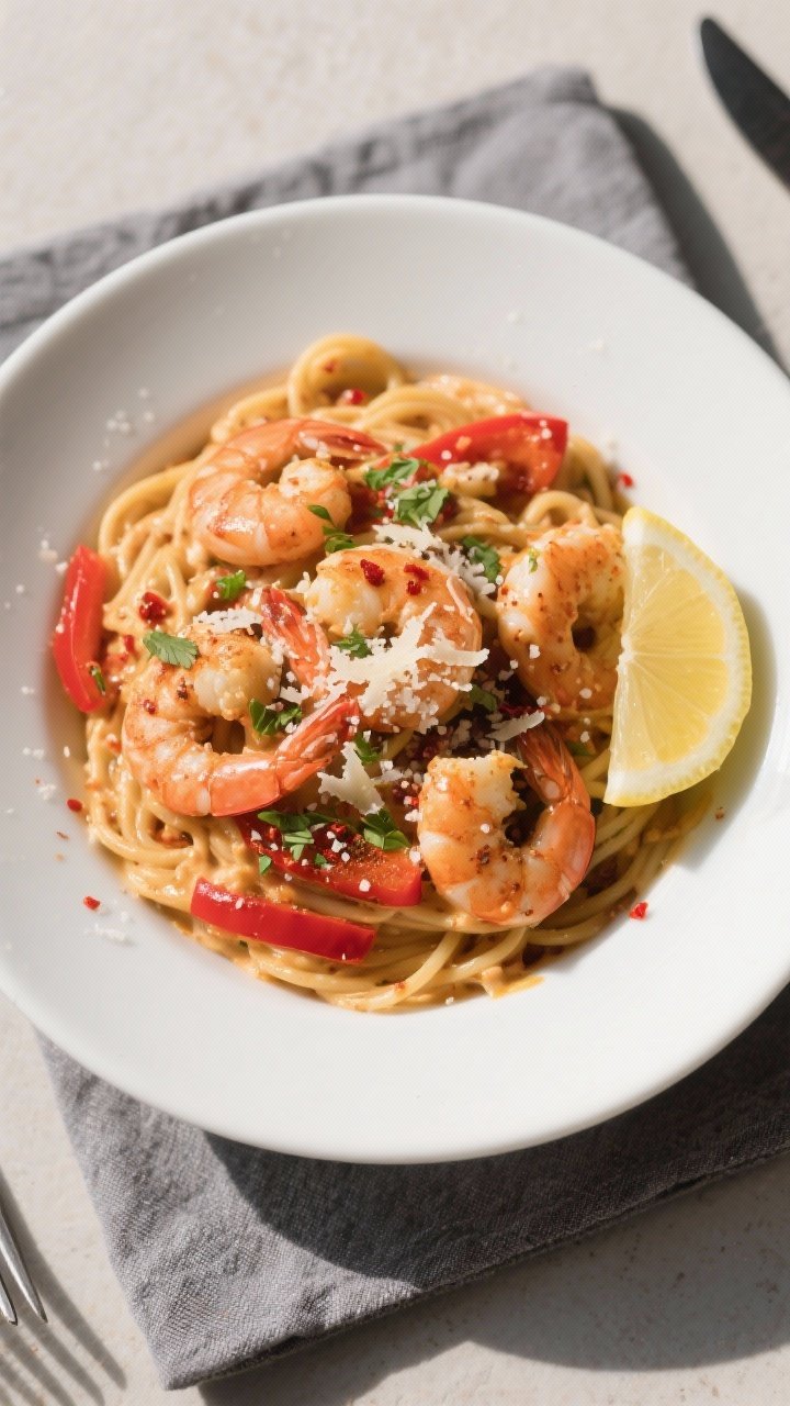 Tasty top view final presentation: Overhead shot of a wide, shallow white bowl filled with creamy Ca