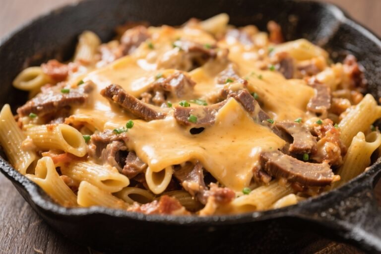 Creamy Philly Cheesesteak Pasta Skillet – A Cozy One-Pan Favorite